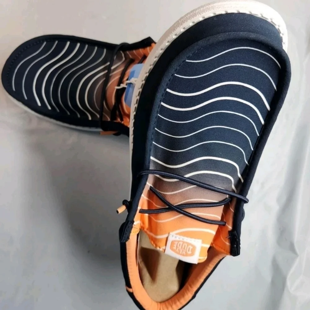 Hey Dude Men’s Wally Surf Waves Navy/Multi – Lightweight, Breathable Slip-On Loa